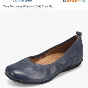 TAOS FOOTWEAR CHIT CHAT FLAT, PETROL BLUE, SIZE 9